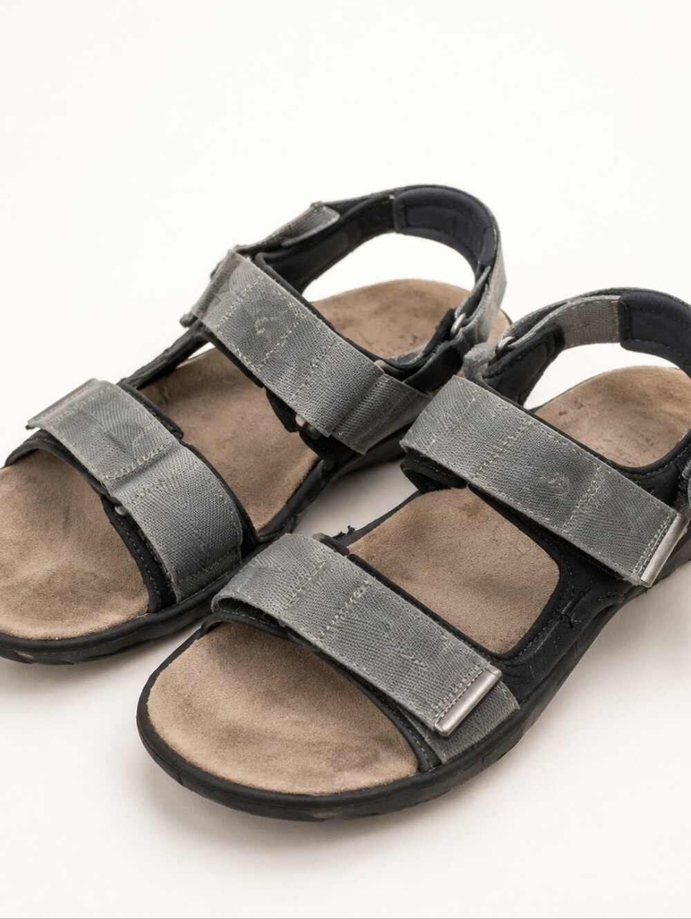 Naot gray strappy comfort sandals, women’s size 8.5. Adjustable Velcro straps.